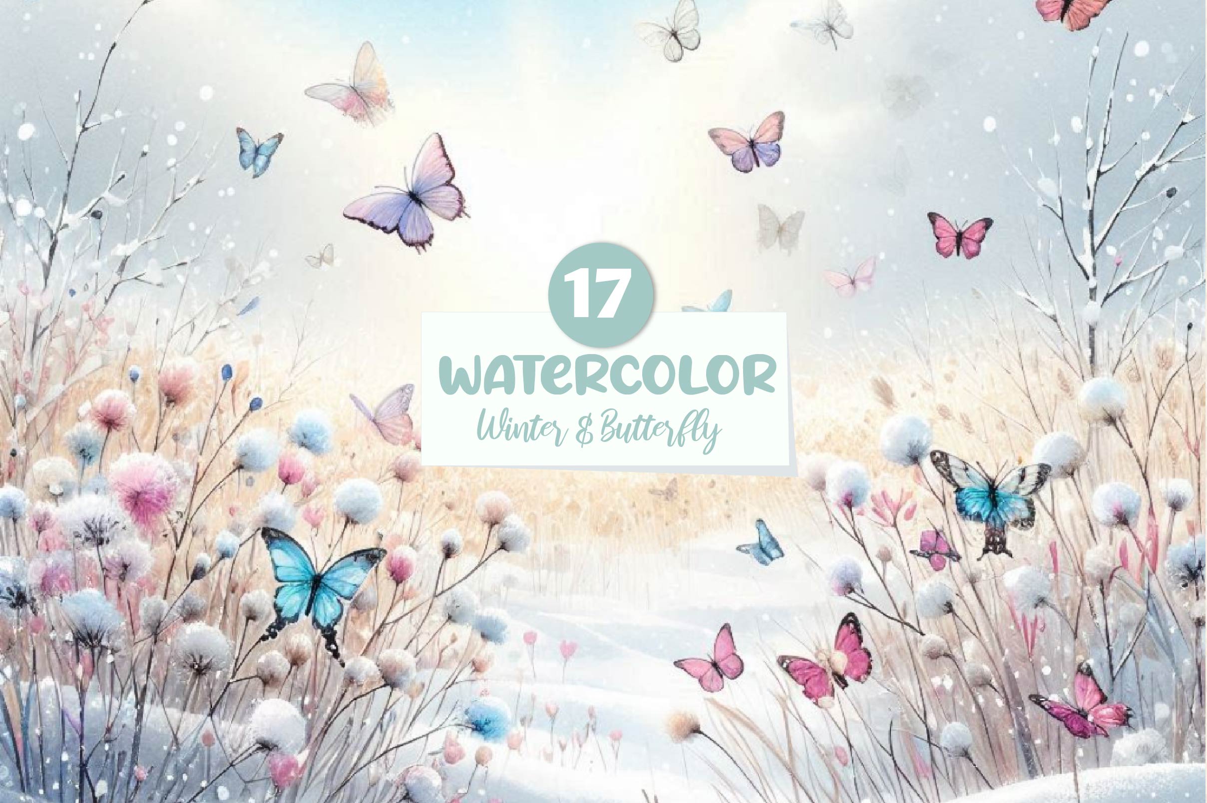 Winter & Butterfly Clipart Bundle