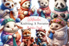 Animal Knitting A Sweater Clipart Bundle