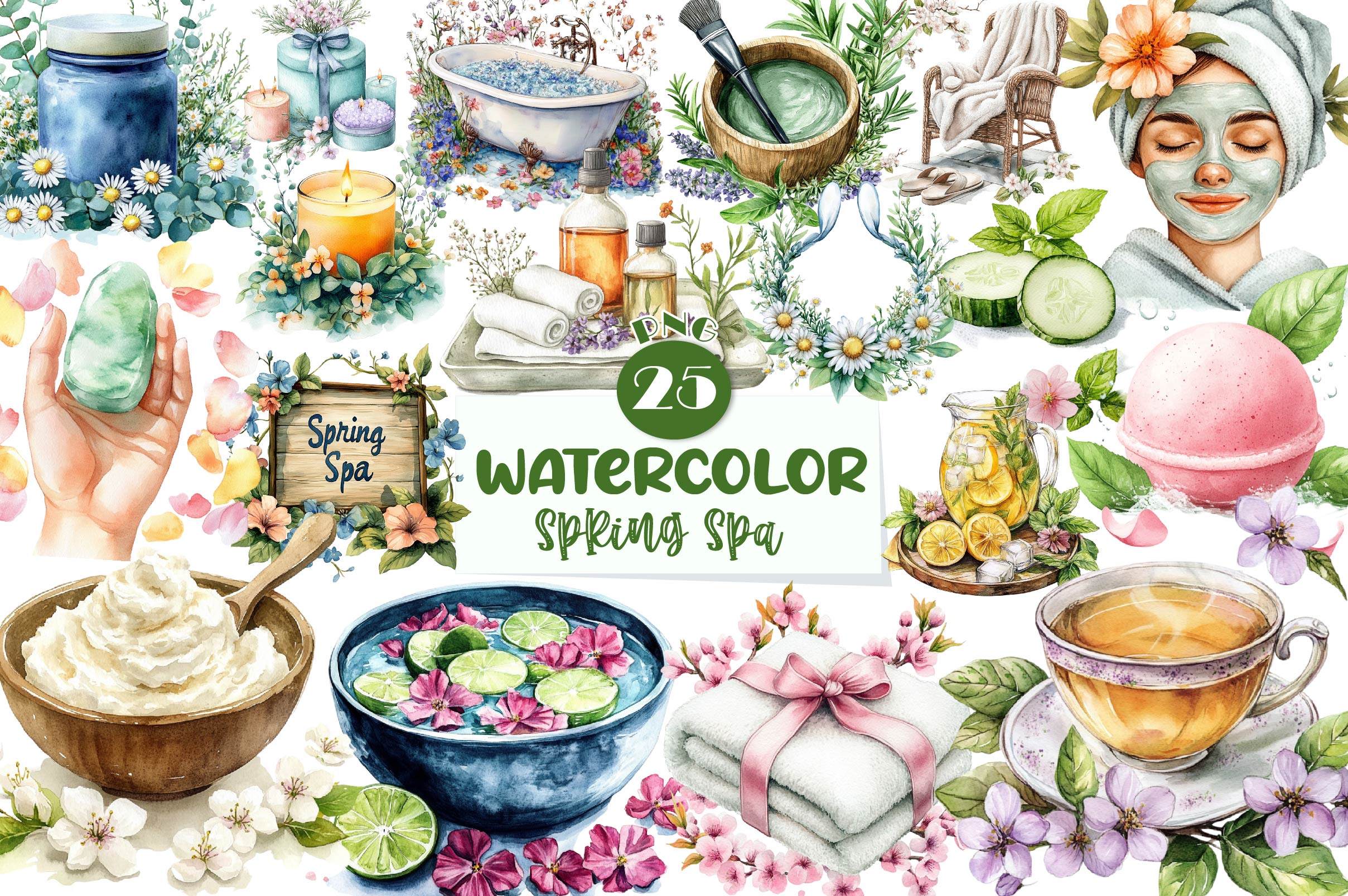 Spring Spa Day Clipart Bundle