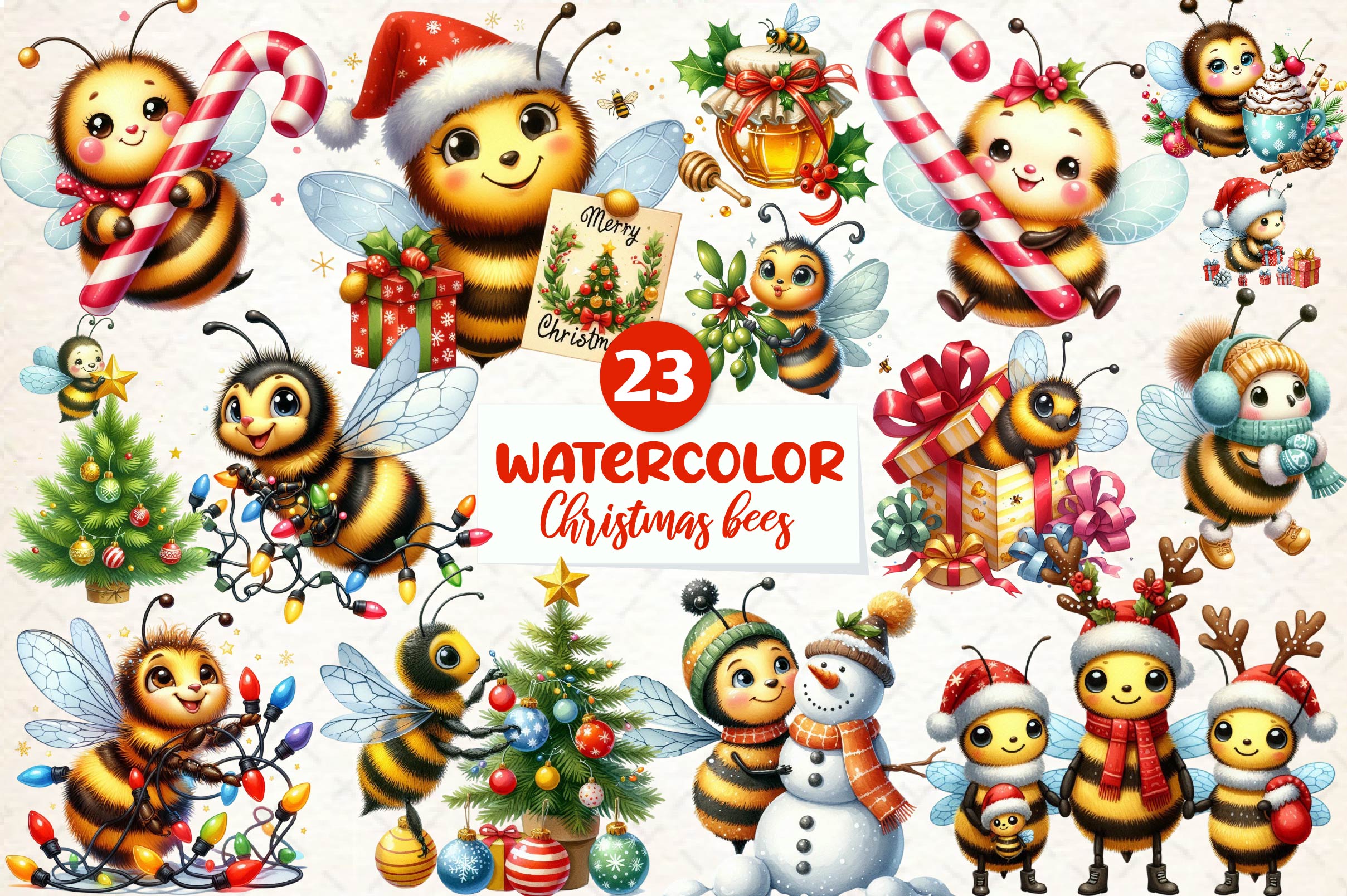 Christmas Bees Clipart Bundle