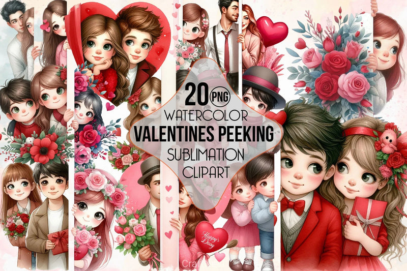 Valentine Peeking Clipart Bundle - CraftNest - Digital Crafting and Art
