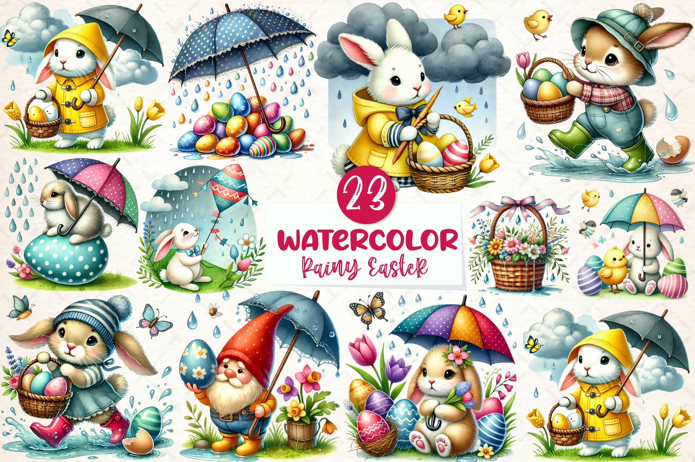 Rainy Easter Day Clipart Bundle