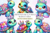 Crystals Sea Turtle Clipart Bundle