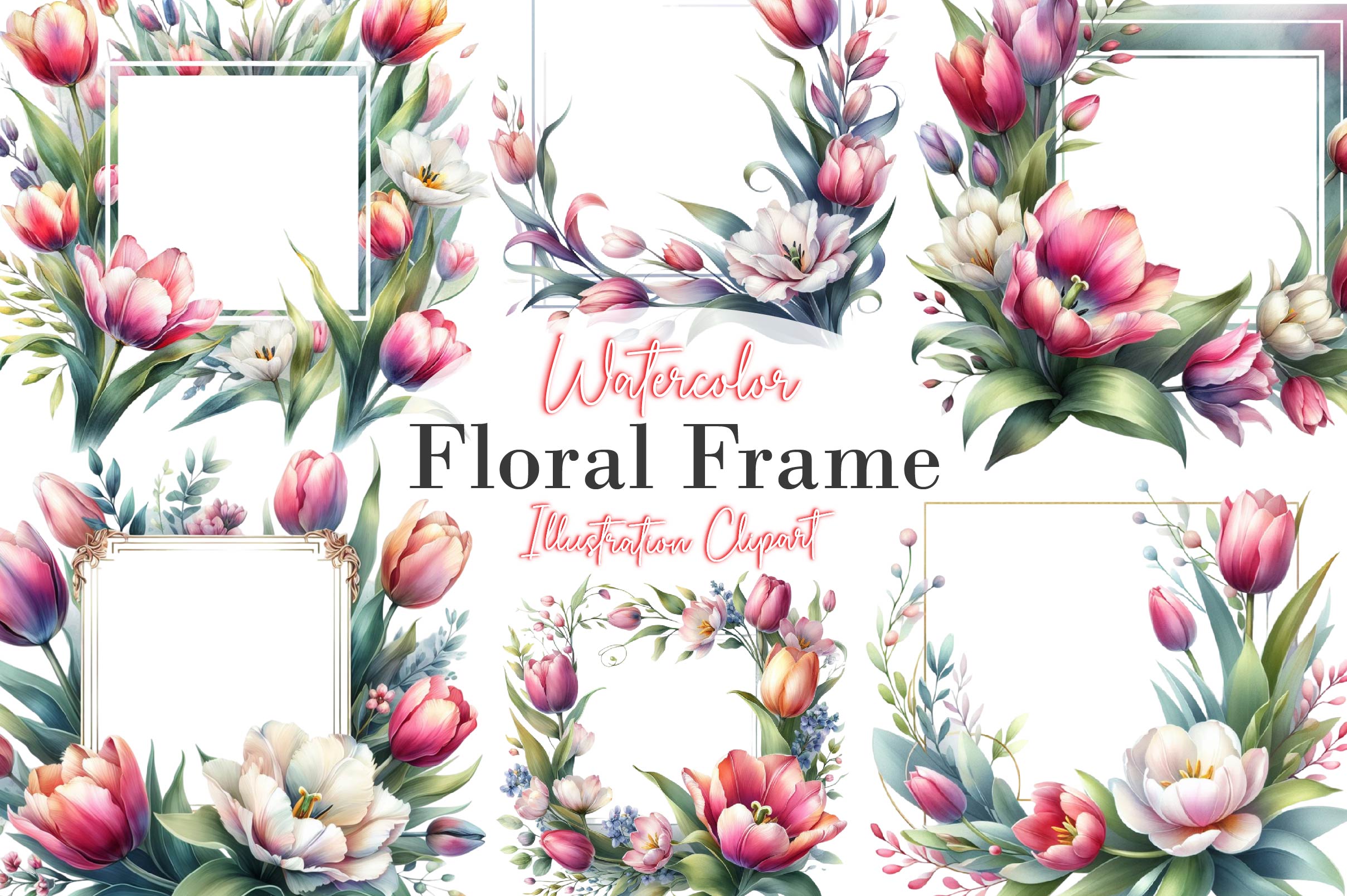 Floral Frame Clipart Bundle