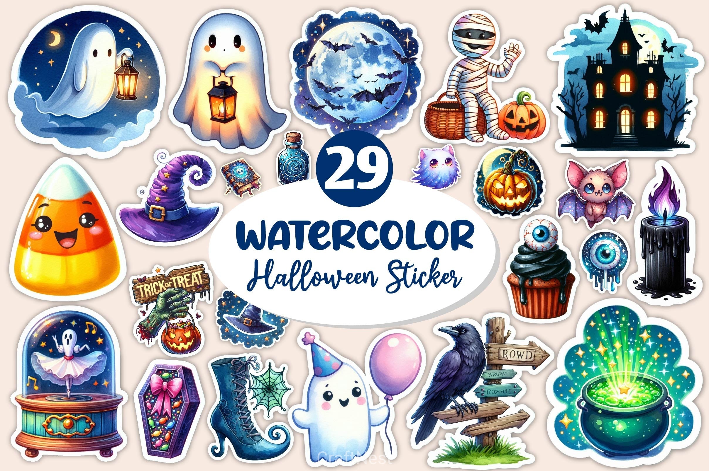 Halloween Stickers Sticker Clipart Bundle