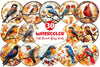 Fall Stained Glass Birds Clipart Bundle