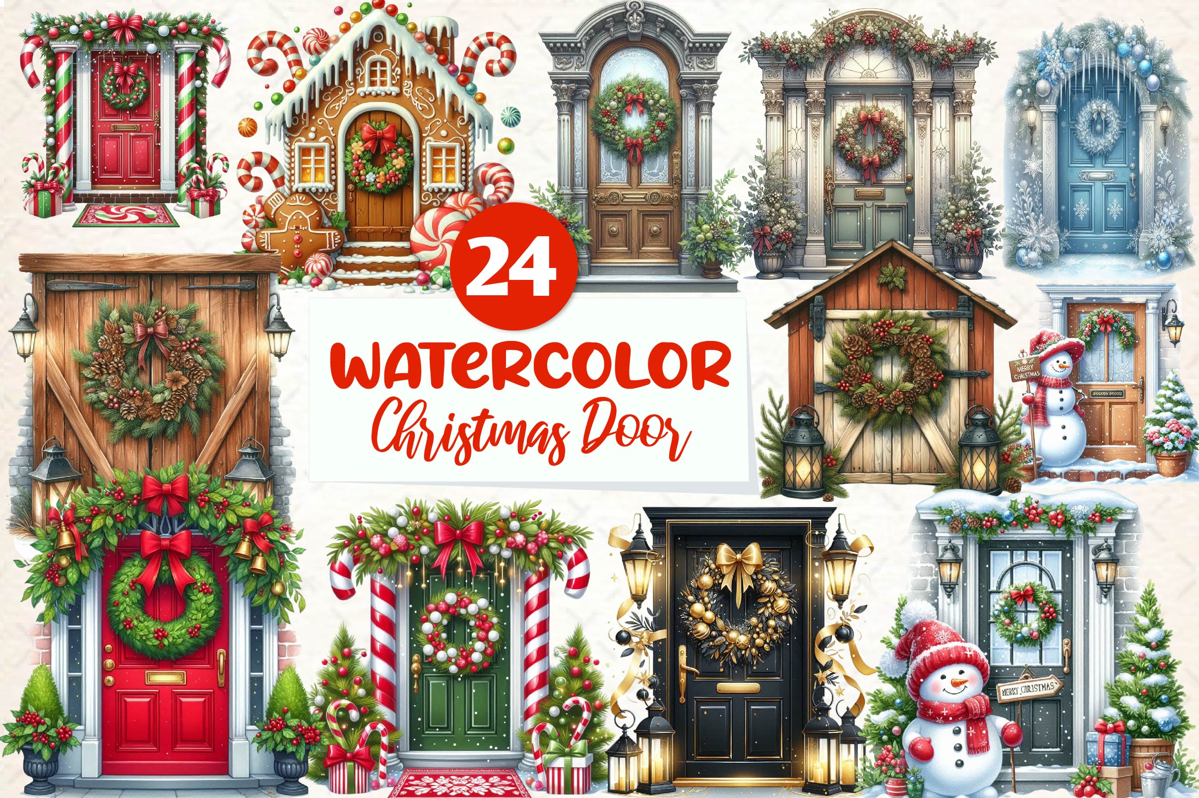 Christmas Door Clipart Bundle