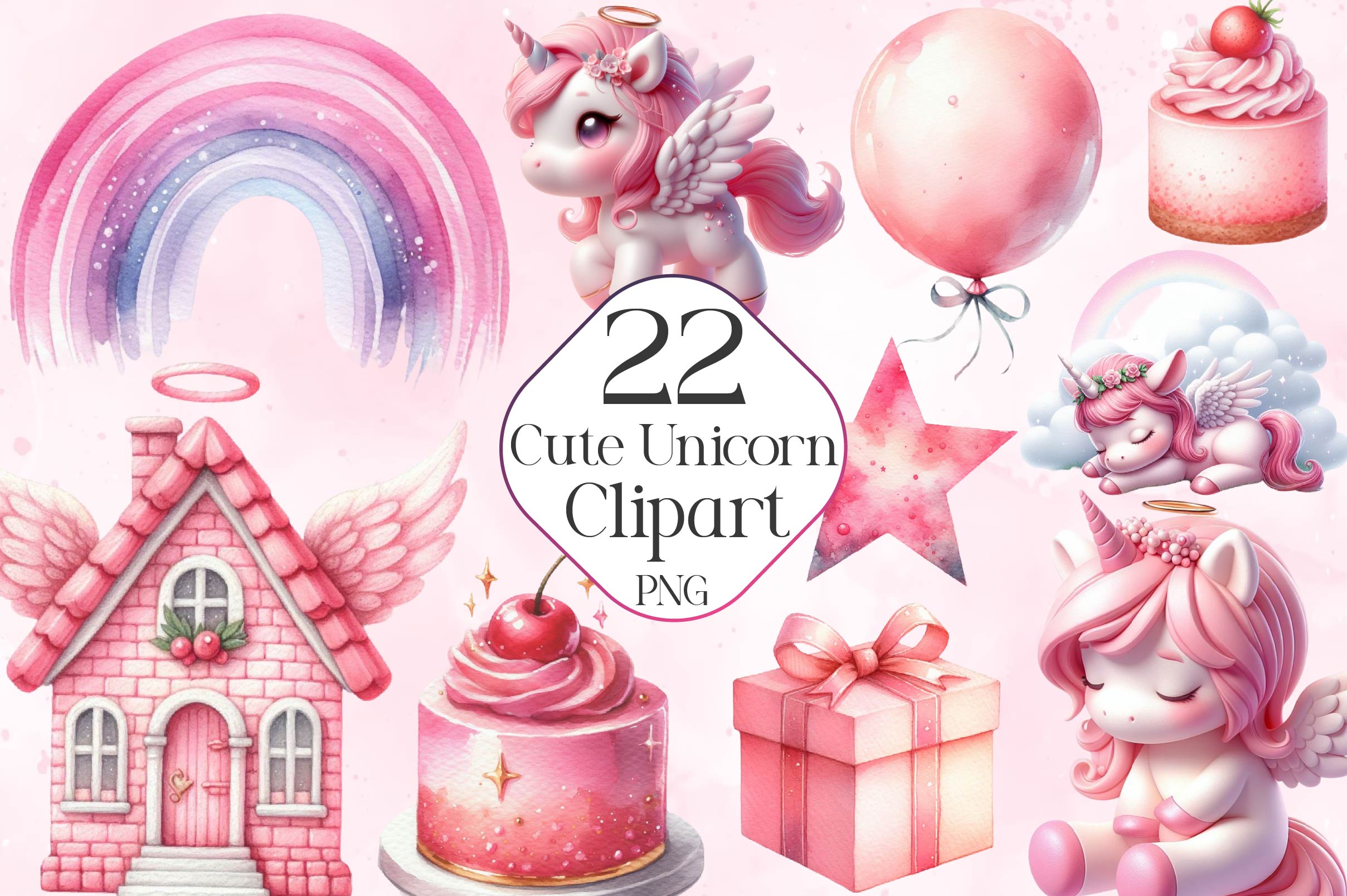 Cute Unicorn Clipart Bundle 7