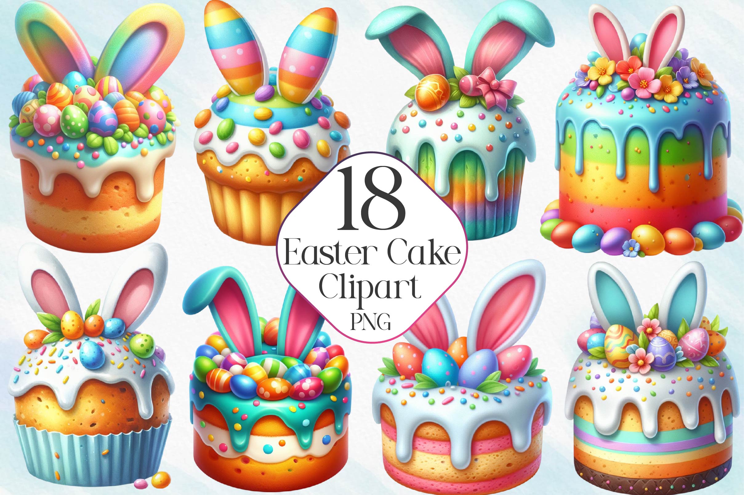 Easter Easter Cake Clipart Bundle