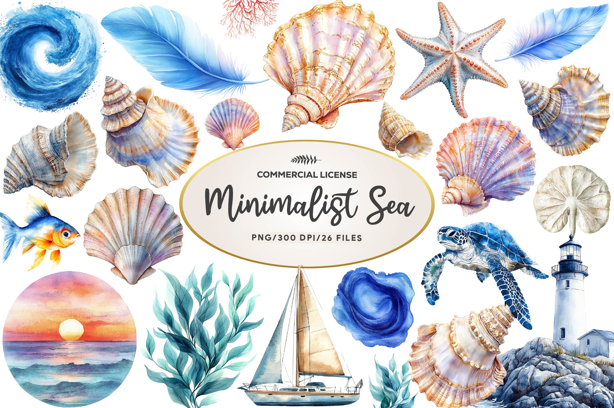 Minimalist Sea Clipart Bundle 2