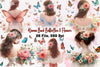 Woman Back Butterflies & Flowers Clipart Bundle