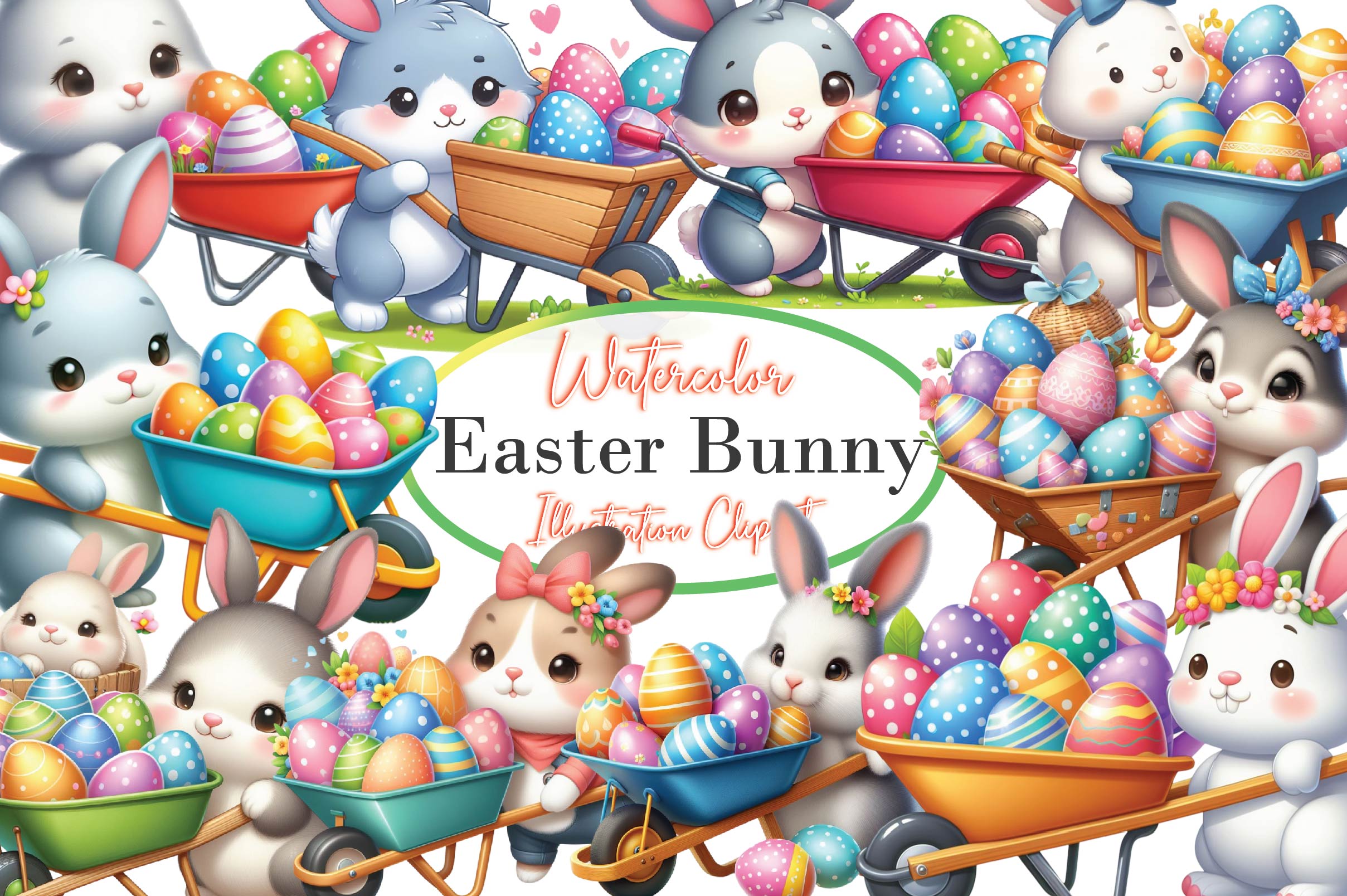 Happy Bunny Clipart Bundle