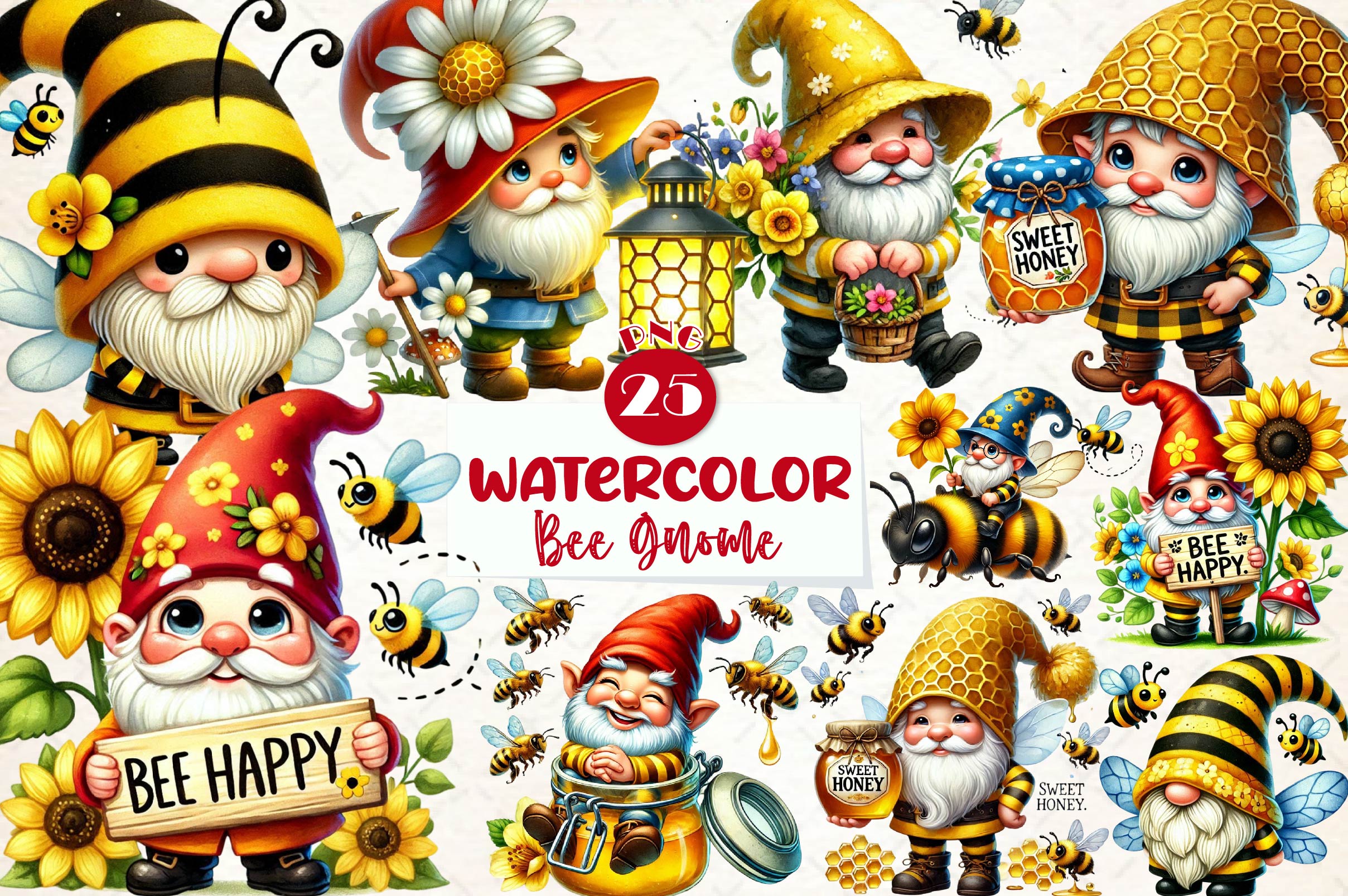 Honey Bee Gnome Clipart Bundle 1