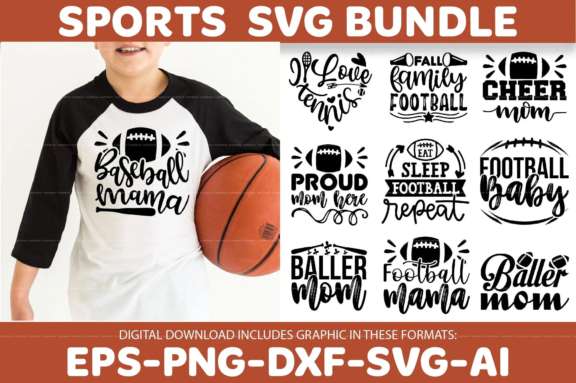 Sports Design SVG Bundle 3 - CraftNest - Digital Crafting and Art