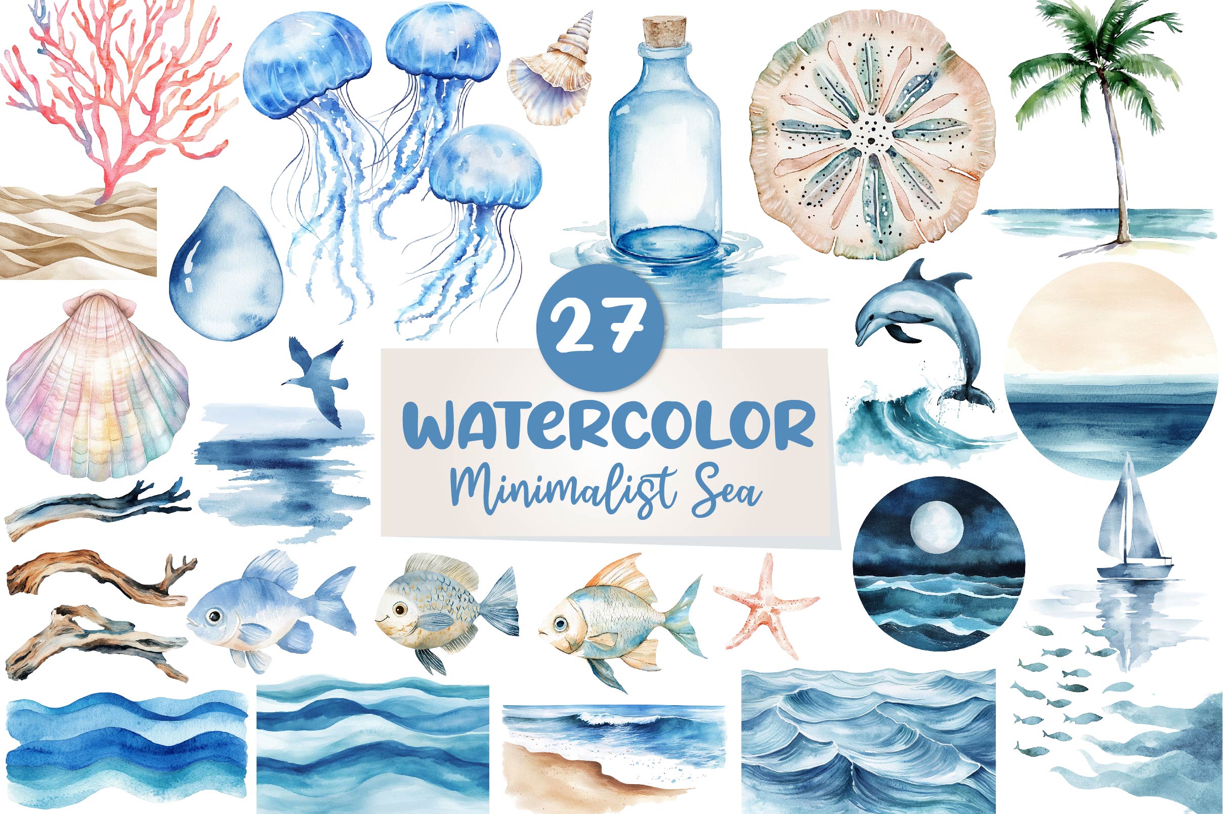 Minimalist Sea Clipart Bundle