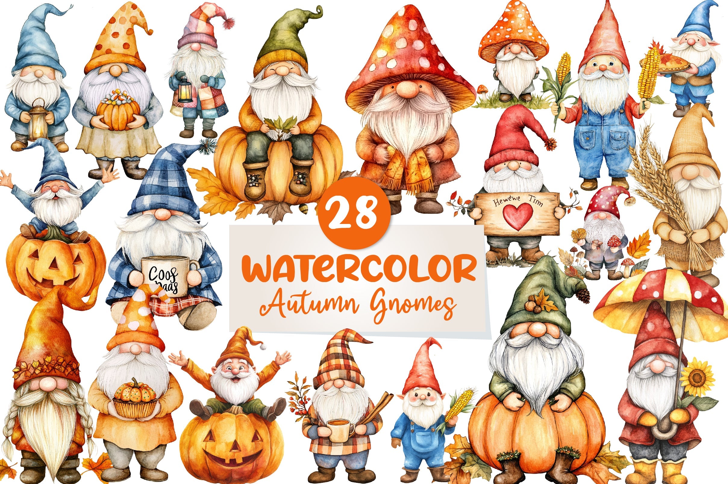 Autumn Gnomes Clipart Bundle 1