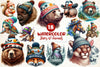 States Of Animals Wearing Knit Beanies Clipart Bundle