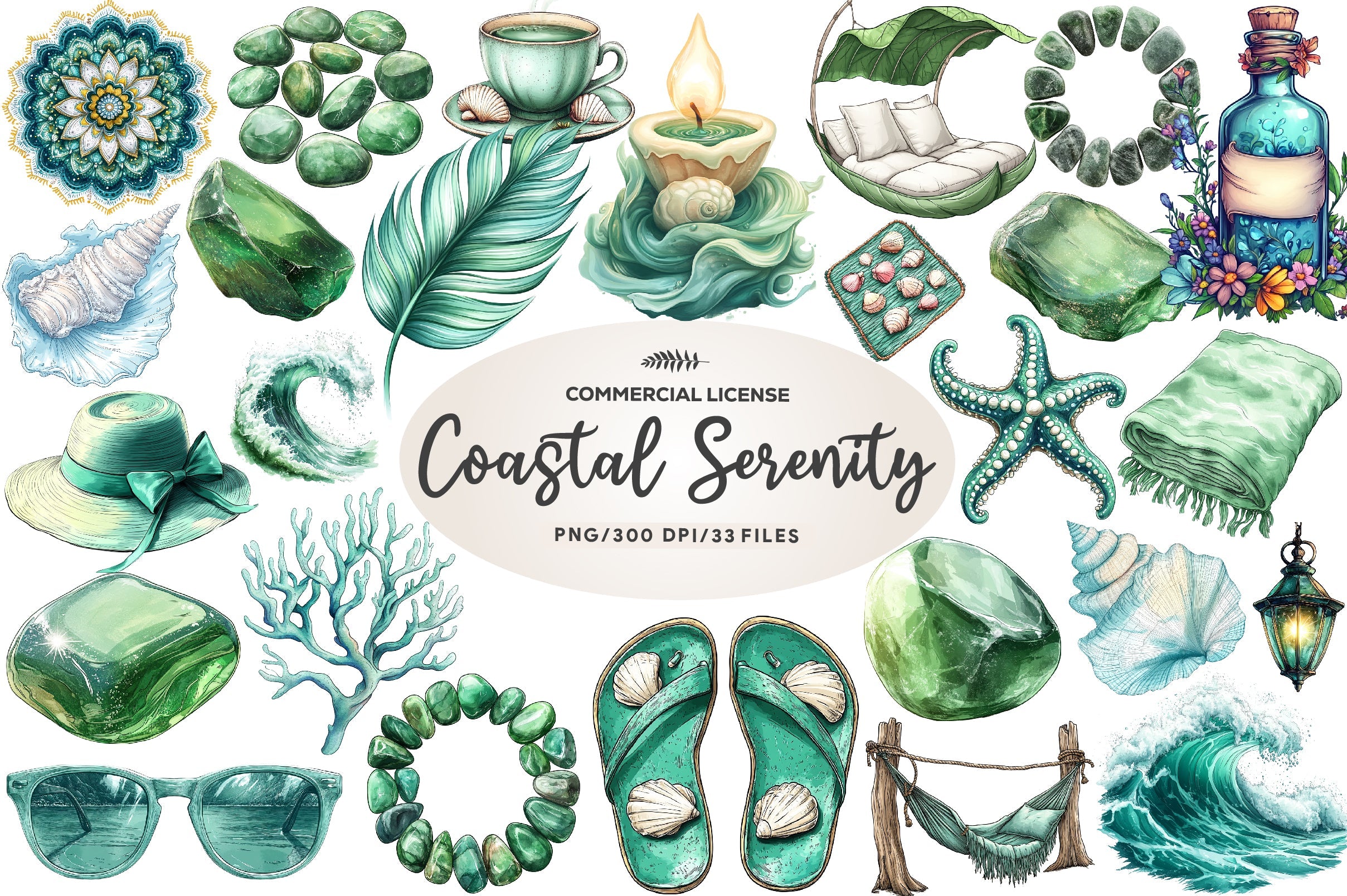 Summer Coastal Serenity Clipart Bundle