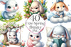 Cute Spring Bunny Clipart Bundle
