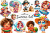 Summer Happy Cartoon Kid Clipart Bundle