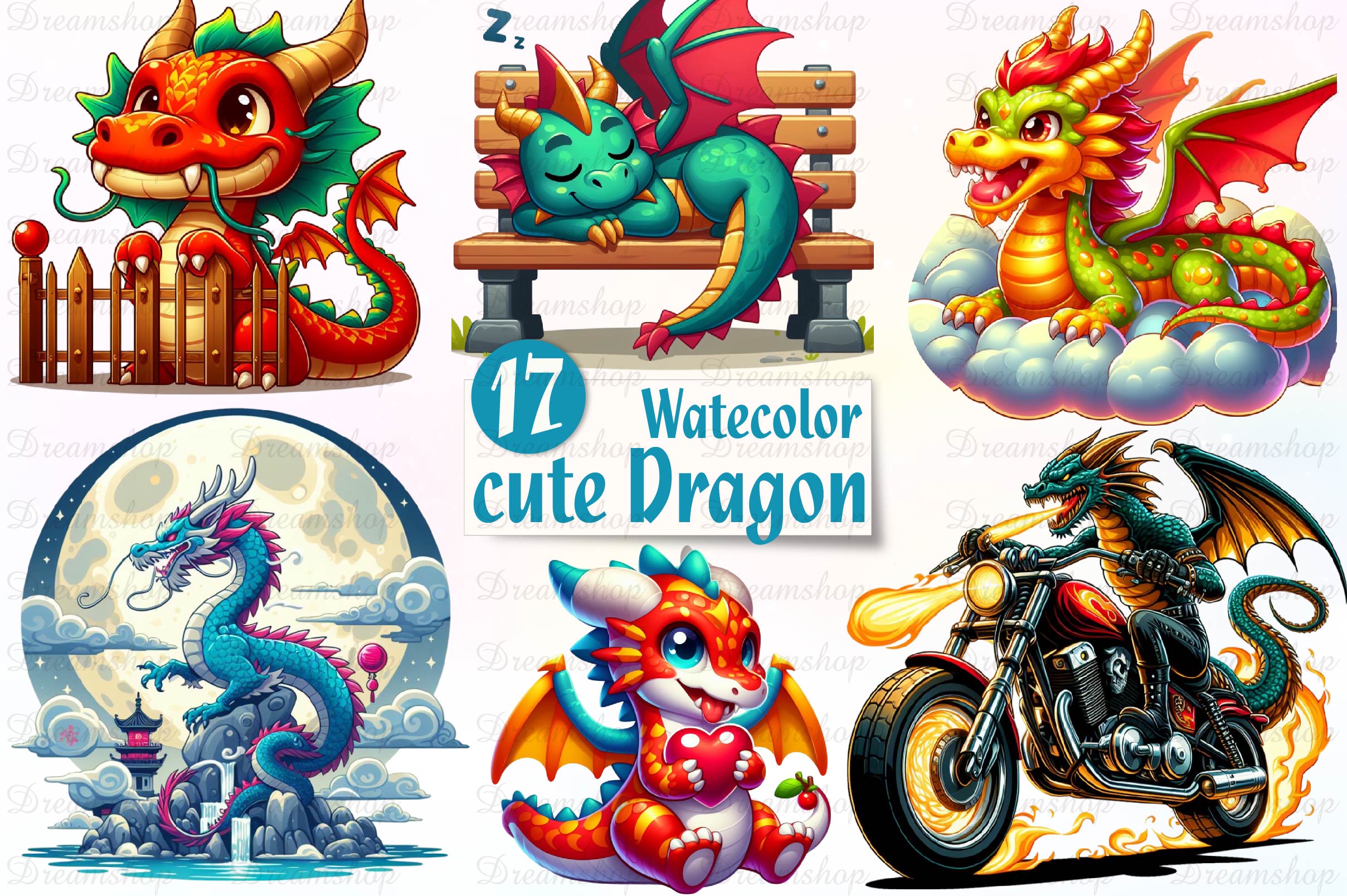 Cute Dragon Clipart Bundle