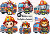 Cute Firefighters Animals Clipart Bundle