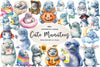 Cute Baby Manatees Clipart Bundle