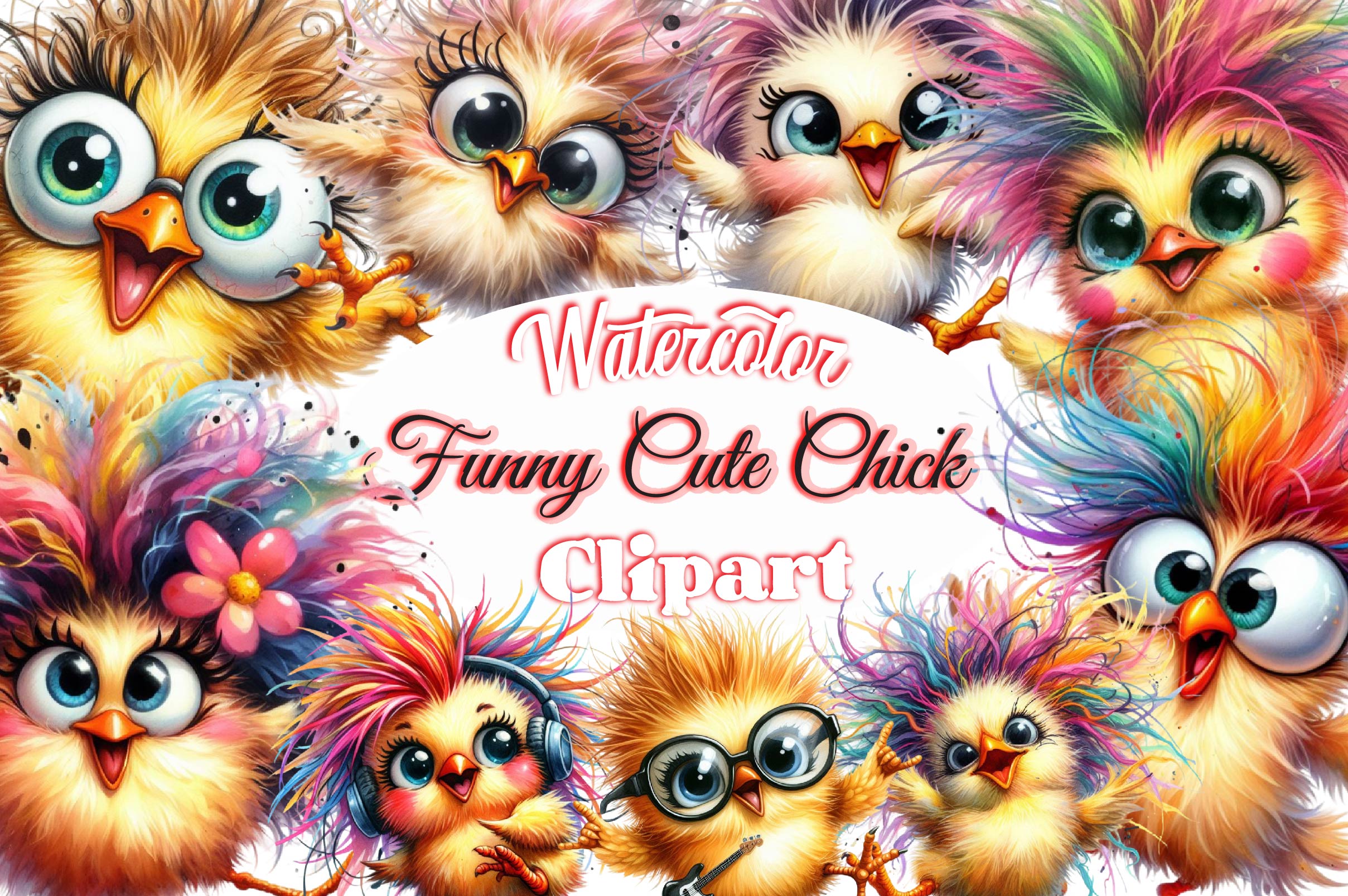 Funny Chick Cute Chick Clipart Bundle