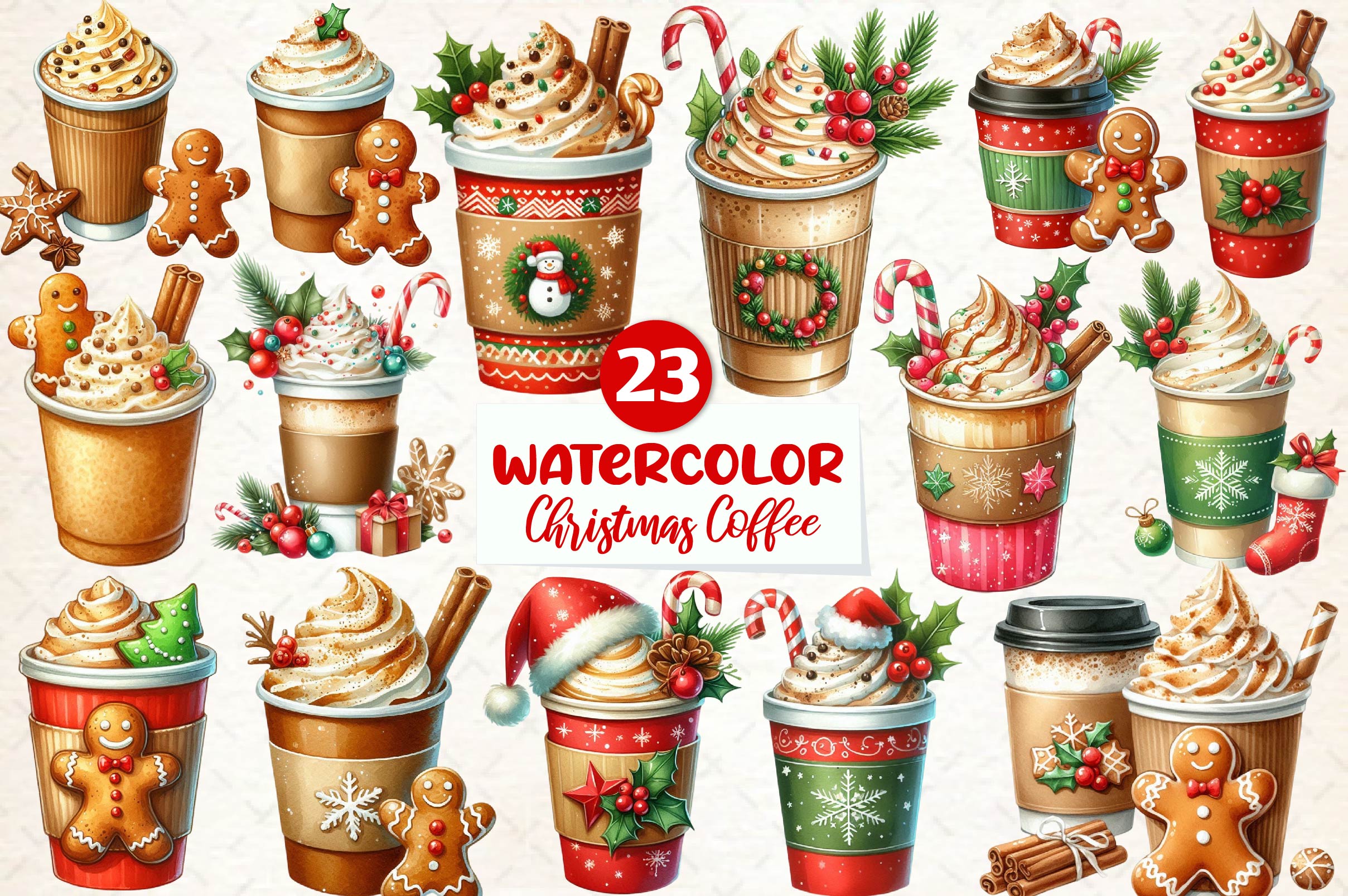 Christmas Coffee Clipart Bundle