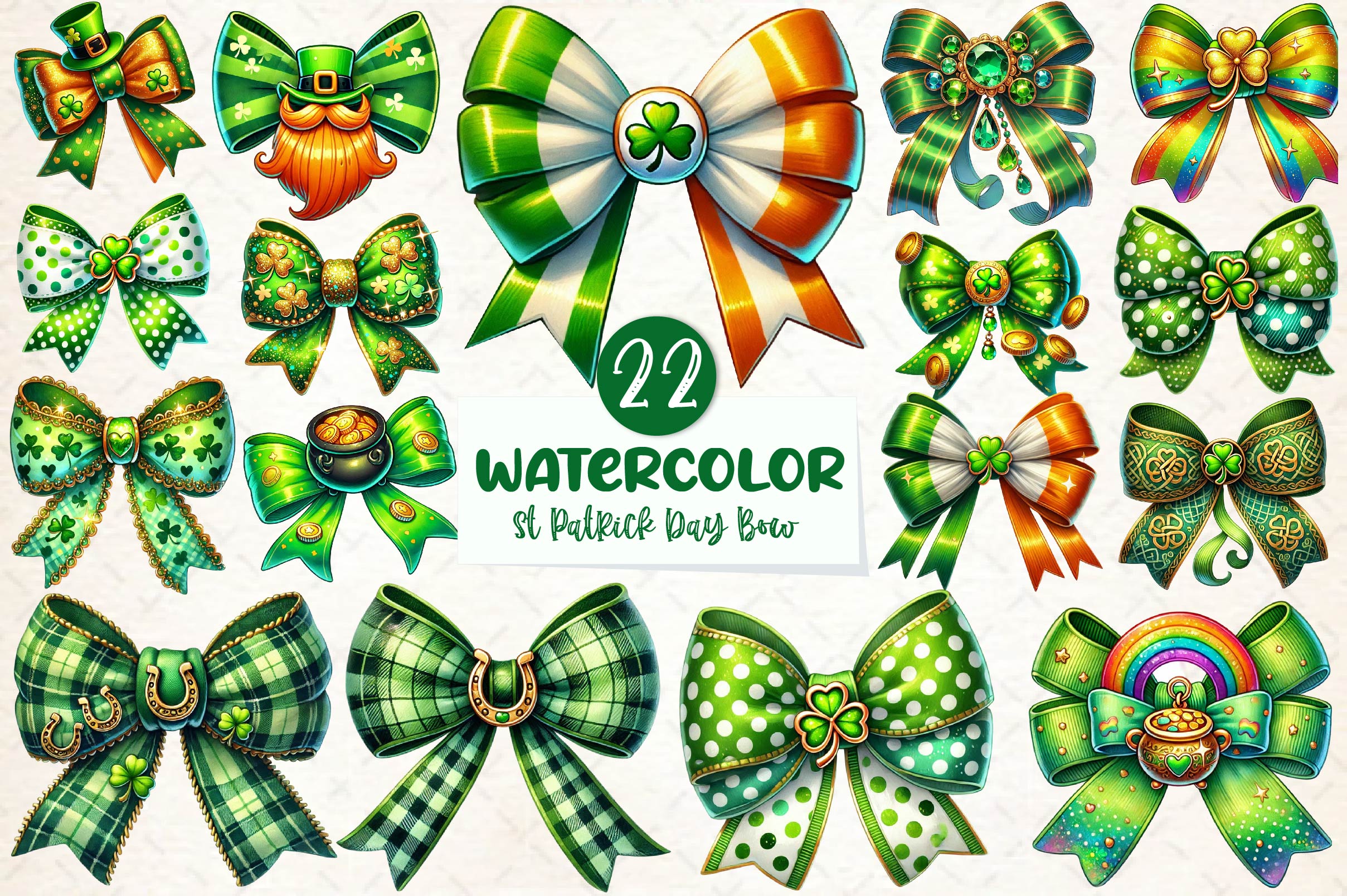 St Patricks Day Bow Clipart Bundle 1