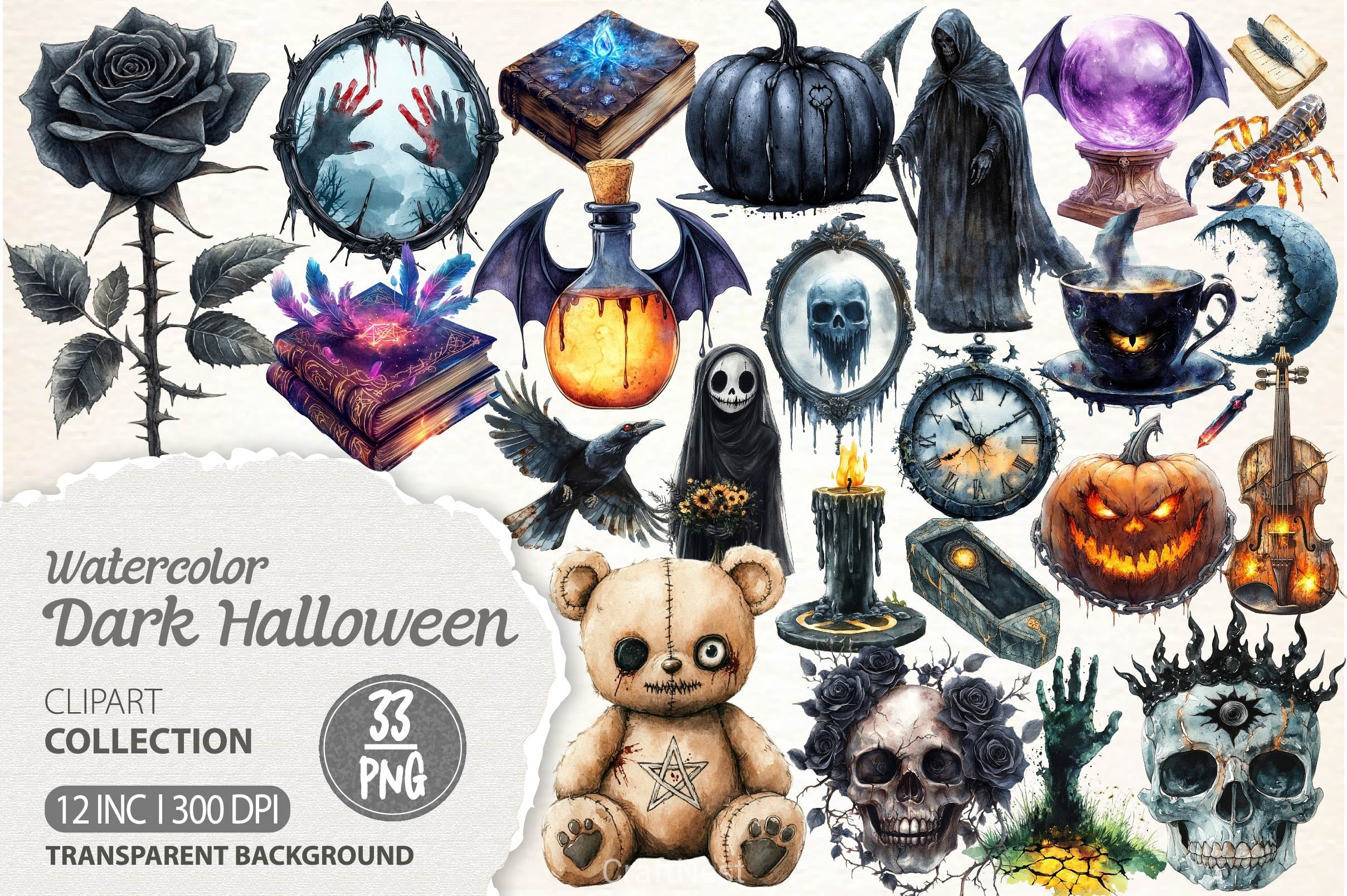 Dark Halloween Clipart Bundle 5