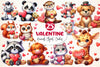Valentine Animals Cookies Clipart Bundle