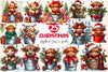Christmas Highland Cows In Bucket Clipart Bundle