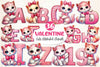 Valentine Cats Alphabet Clipart Bundle