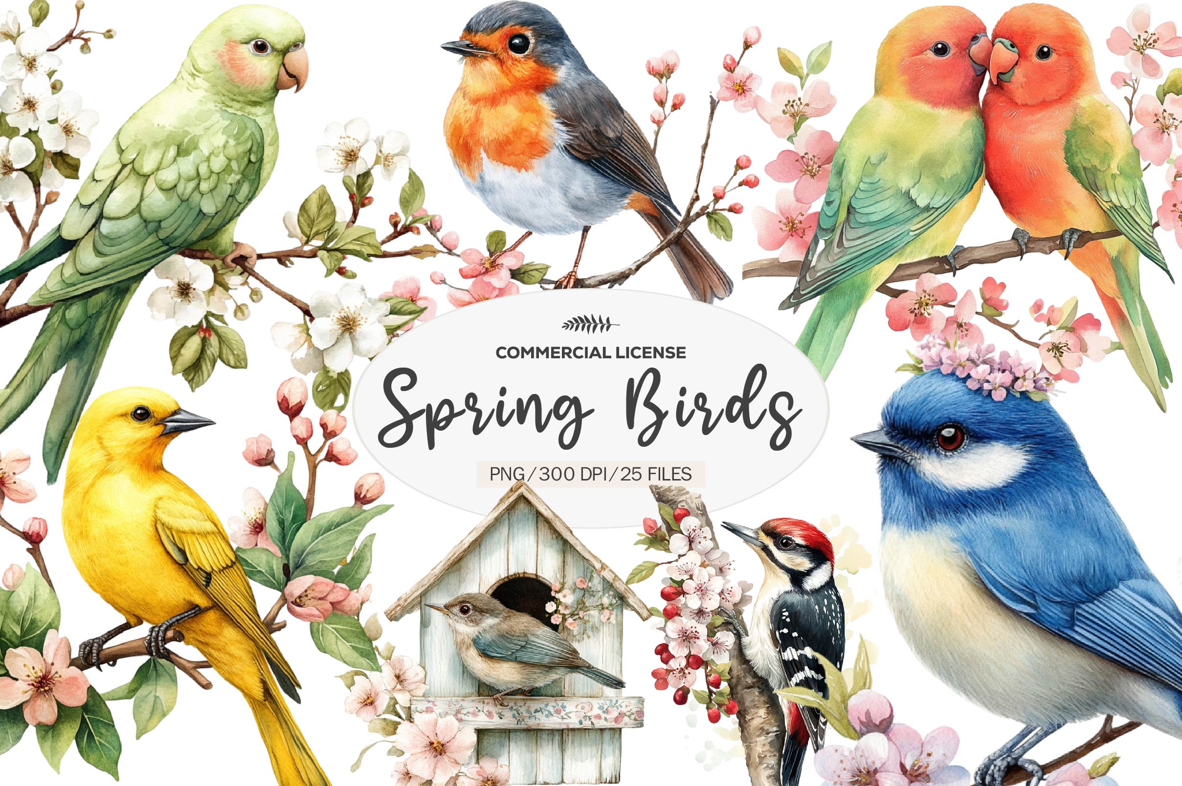 Spring Birds Clipart Bundle 1