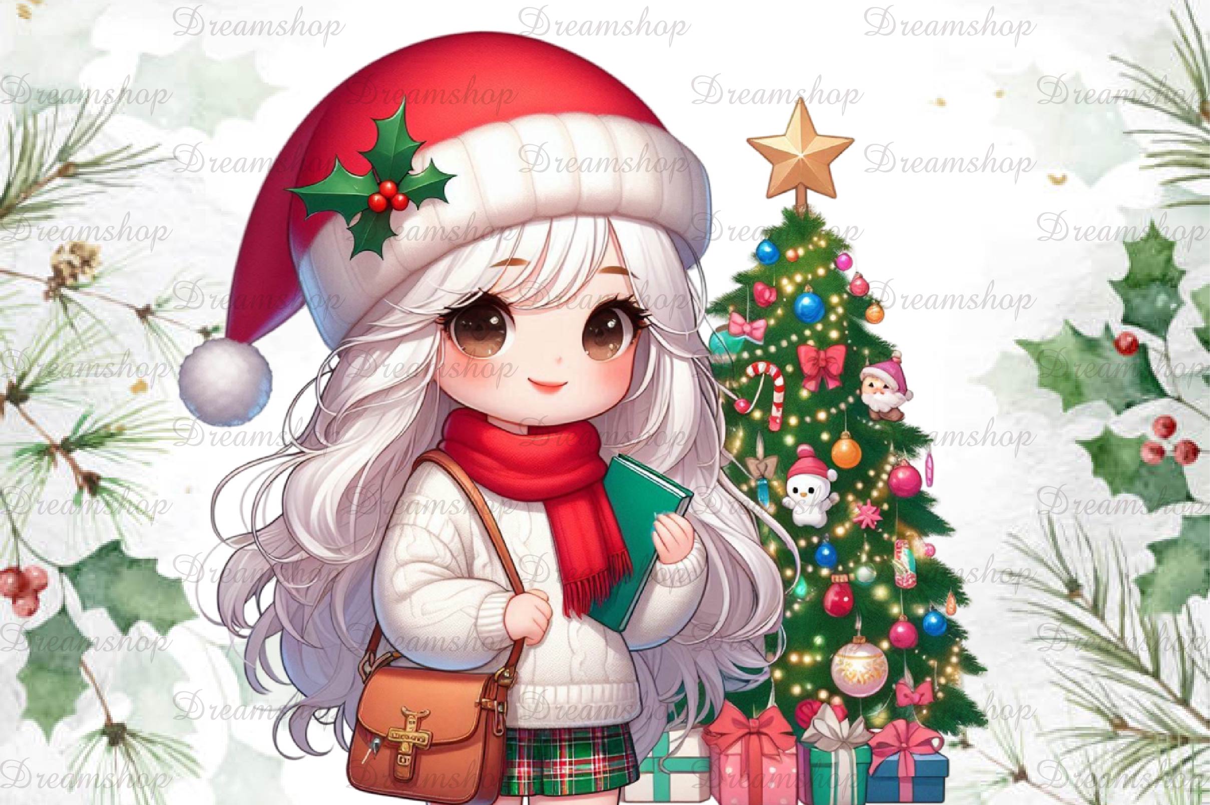 African American Christmas Girl Clipart Bundle 26