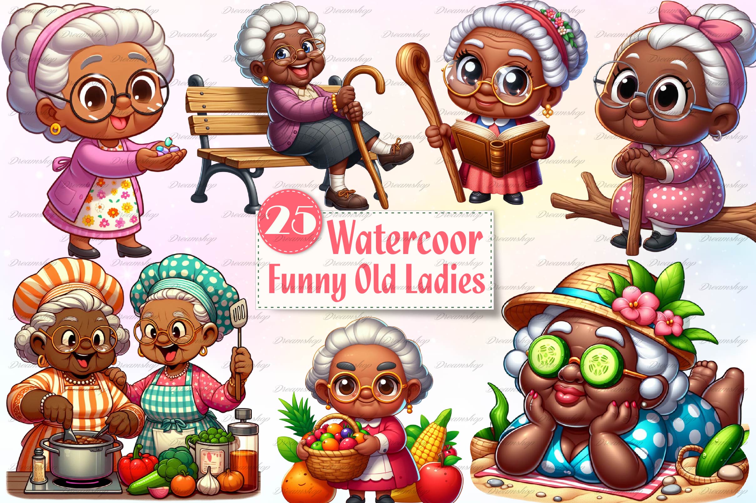 Funny Old Ladies Clipart Bundle 1