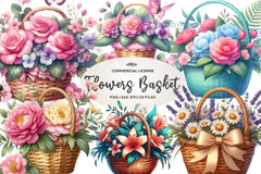 Spring Flowers Basket Clipart Bundle - CraftNest - Digital Crafting and Art