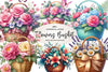 Spring Flowers Basket Clipart Bundle