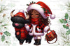 African American Christmas Girl Clipart Bundle 2