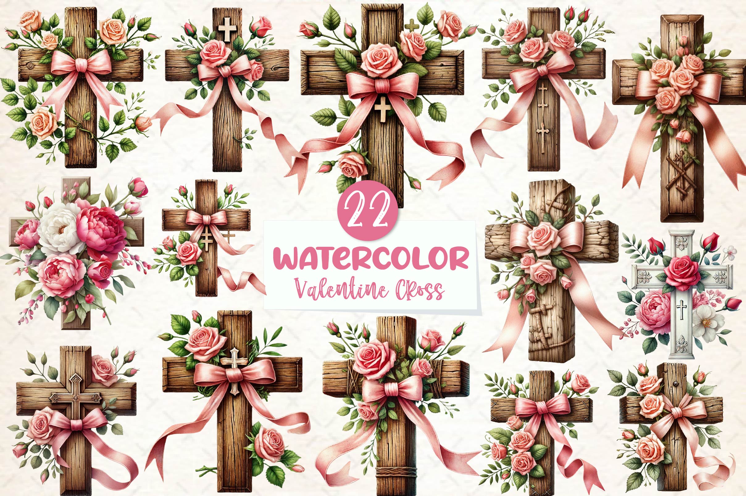 Valentine Cross Clipart Bundle 1