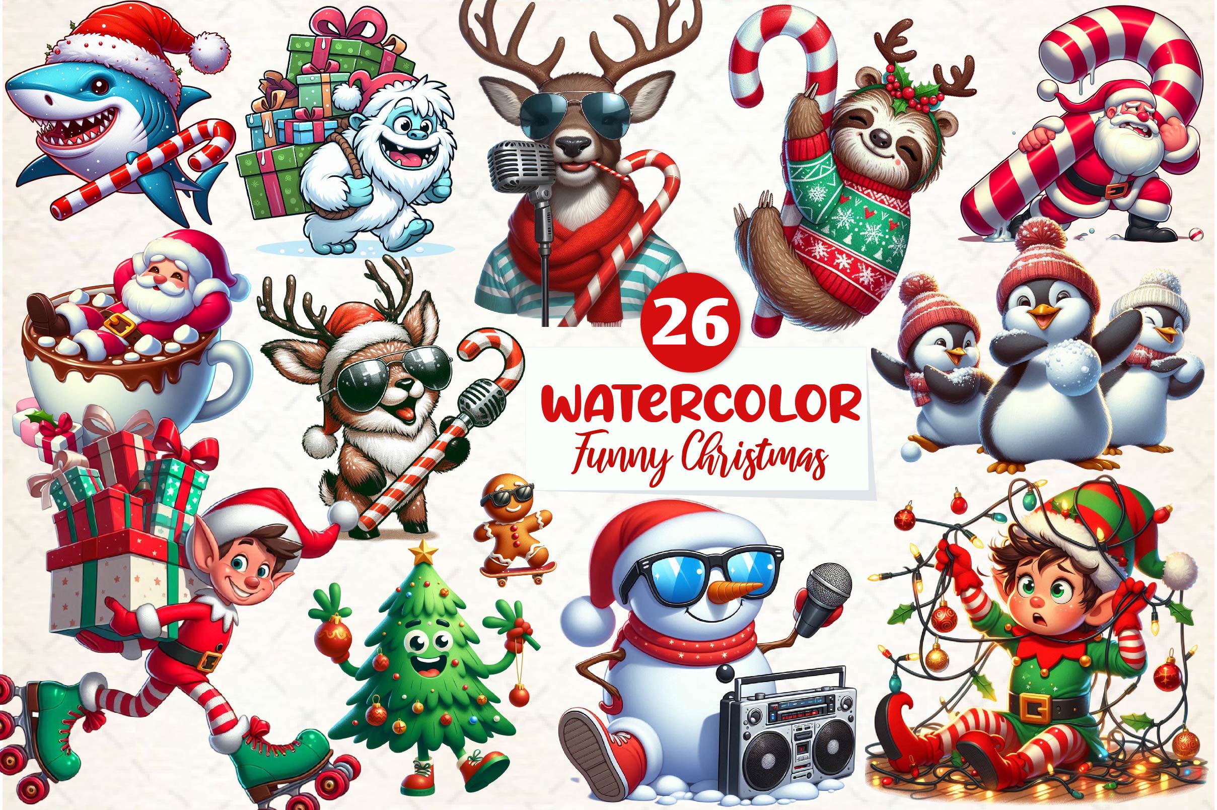 Funny Christmas Clipart Bundle