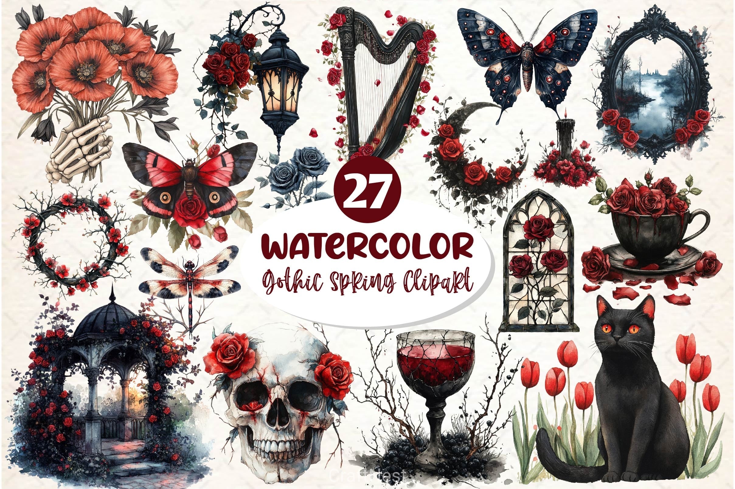 Gothic Spring Clipart Bundle 3