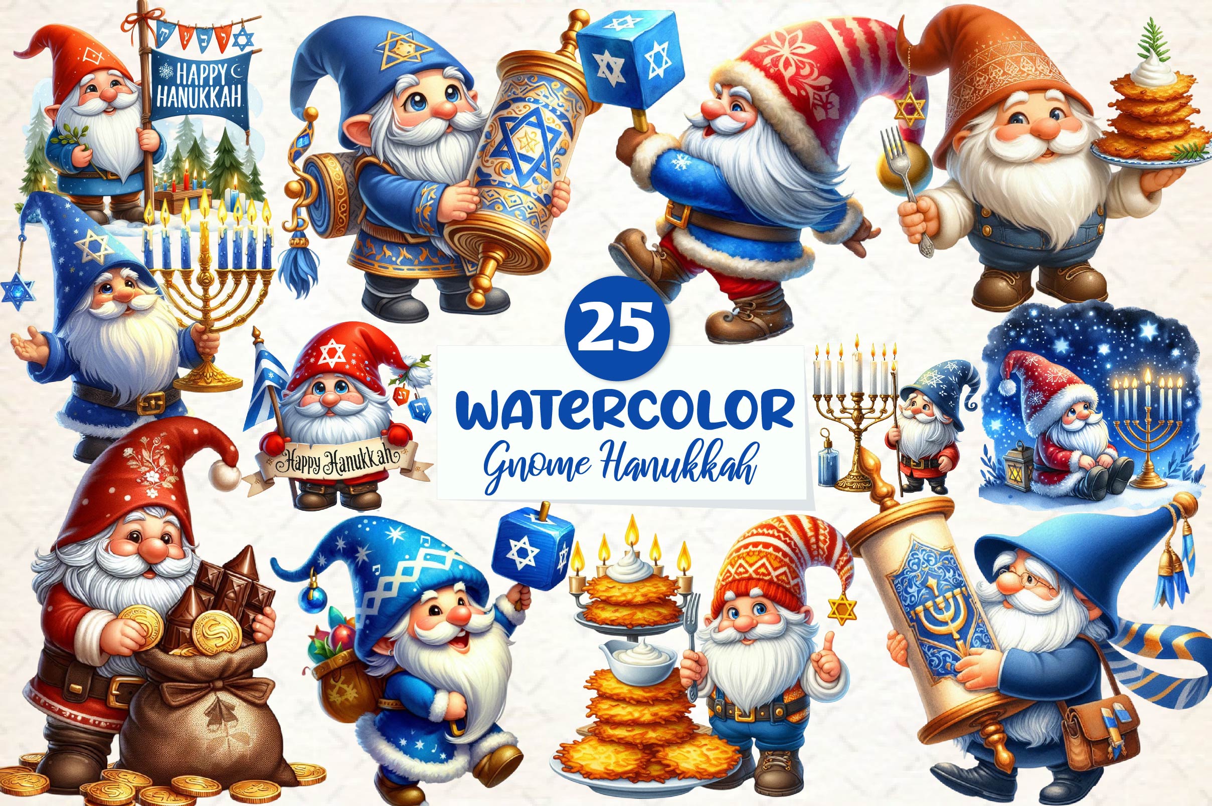 Gnome Hanukkah Clipart Bundle