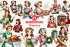 Retro Christmas Housewives Clipart Bundle
