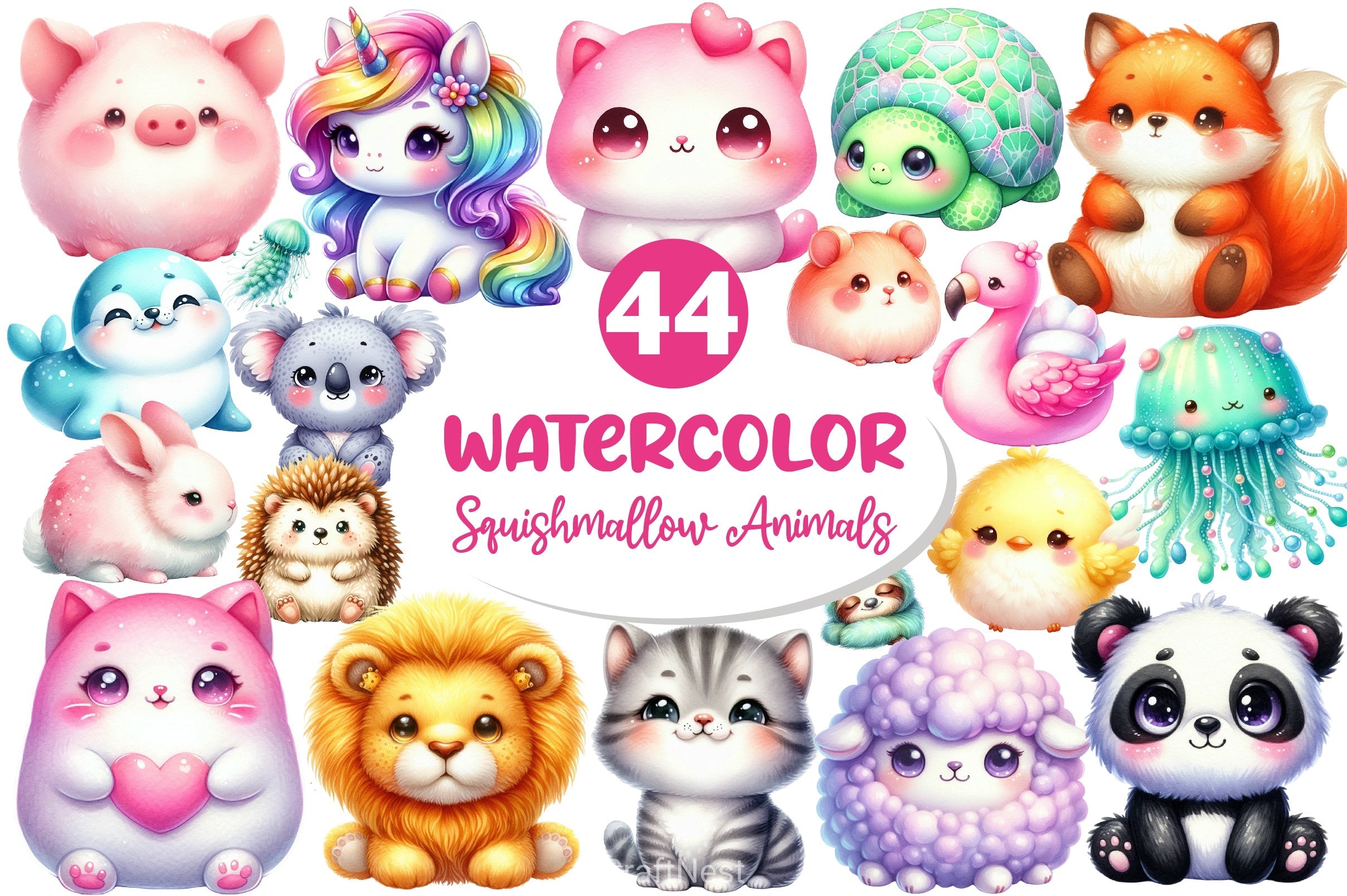 Squishmallow Animals Clipart Bundle