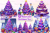 Purple Christmas Tree Clipart Bundle
