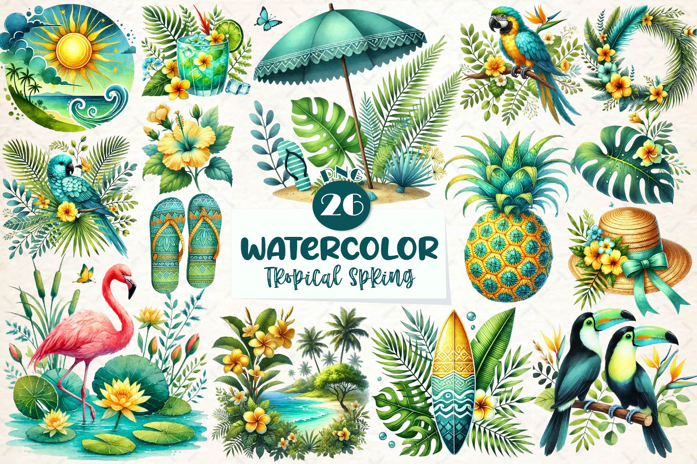 Tropical Spring Clipart Bundle 1
