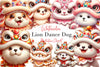 Cute Lion Dance Dogs Clipart Bundle 1