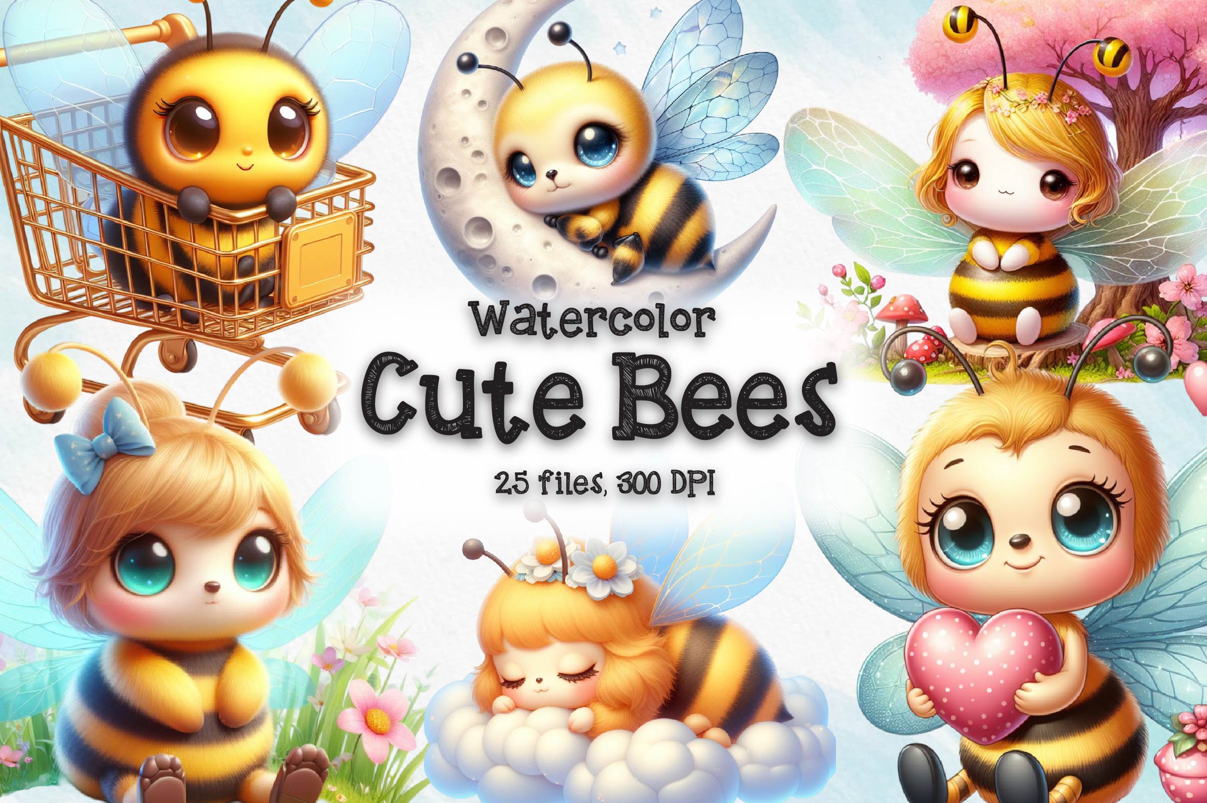 Cute Bee Clipart Bundle 1